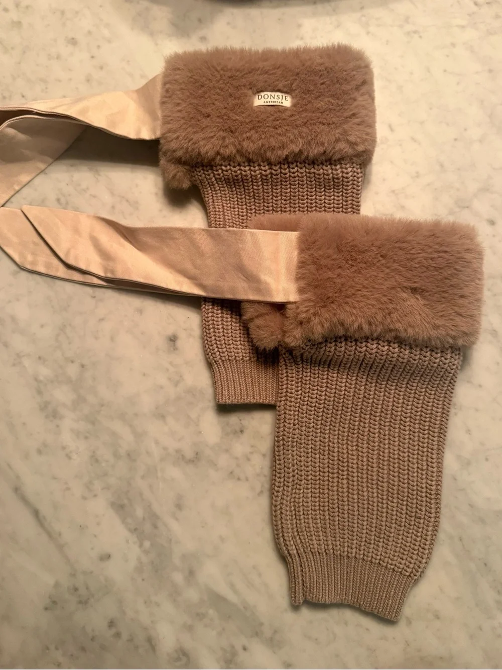 Donsje Teddy Taupe Leg Warmers for Kids